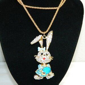 Betsey Johnson Articulated Rhinestone Bunny Rabbit Necklace